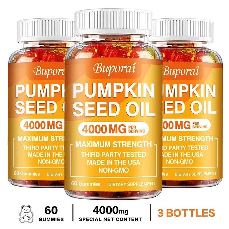 Pumpkin Seed Oil Gummies - Supports Prostate Health and Hair Growth, Enhances Brain Function, Relieves Fatigue - GilloServ