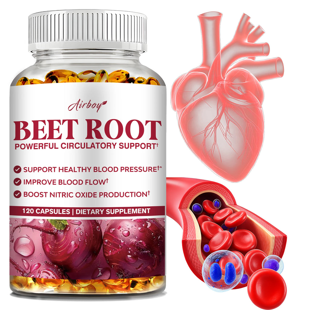 Beetroot - Maintain Healthy Blood Pressure, Improve Blood Circulation, Support Heart and Cardiovascular Health - 120 Capsules - GilloServ