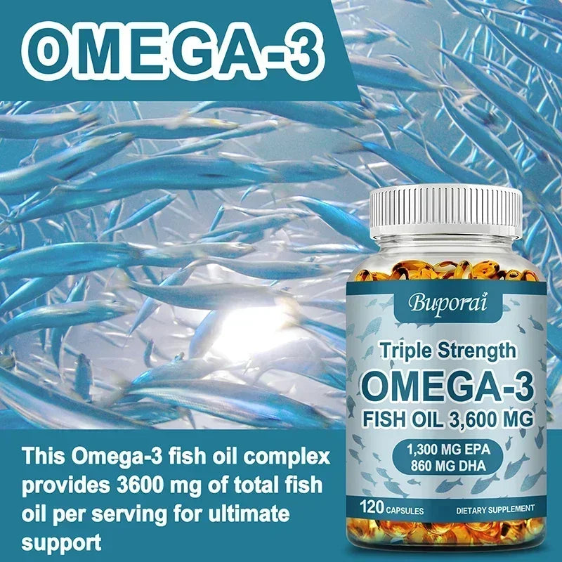 Omega 3 Fish Oil - Promotes Overall Health, Supports Energy, Relieve Fatigue, Improve Memory, Support Joints, Immune System - GilloServ