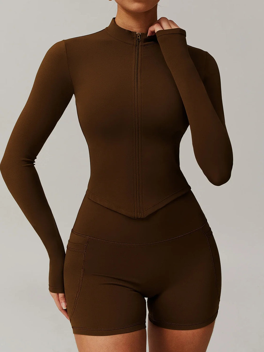 Yoga Coat Top Solid Color Women's Sports Wear Long Sleeve Thickened Warm Half High Collar Zipper Fitness Wear Gym 2025 New - GilloServ