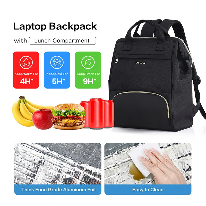 Lunch Backpack for Women 15.6 inch Laptop Backpack Insulated Cooler Backpack with USB port - GilloServ