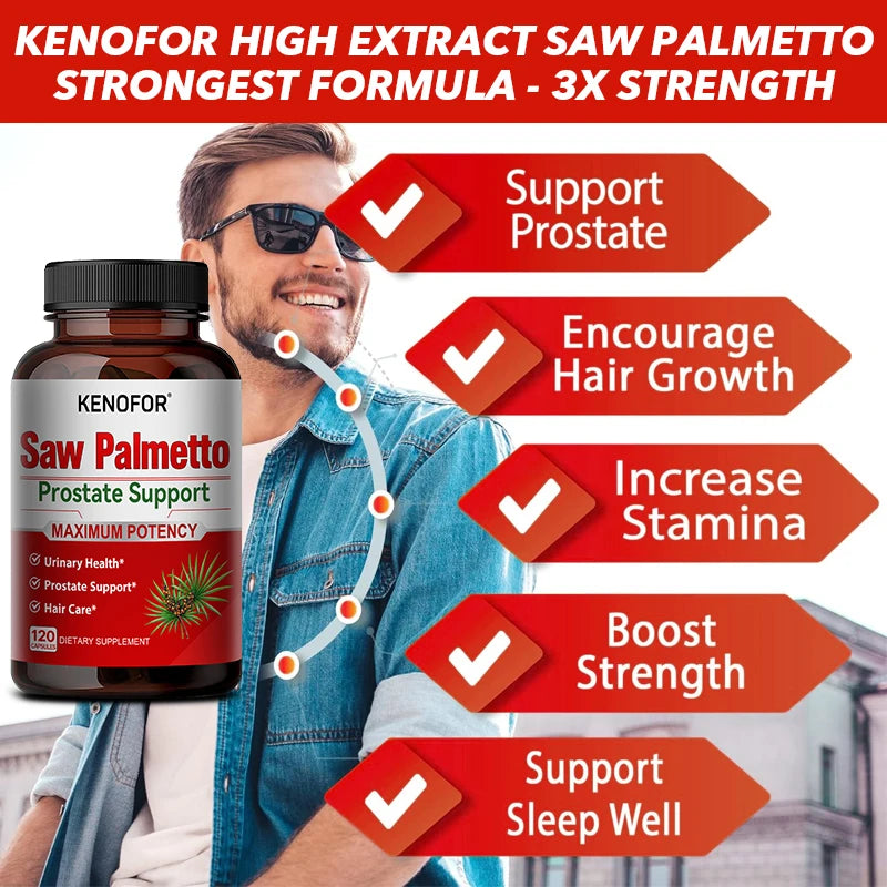 KENOFOR Saw Palmetto Extract Supplement - Supports Good Sleep, Prostate and Urinary Tract Health, Promotes Hair Growth - GilloServ