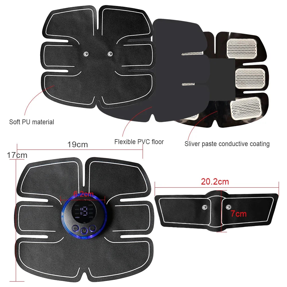 EMS Abdominal Muscle Stimulator Fitness ABS Arm Training Patches Muscle Exercise Wireless Weight Loss Men Women Home Gym Workout - GilloServ