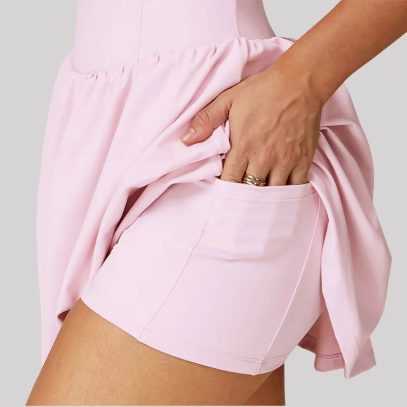 Tennis Skirt Sports Fitness Stand-up Collar Anti-light Golf Badminton Casual Fitness Workout Clothing Gym Yoga Suit for Women - GilloServ