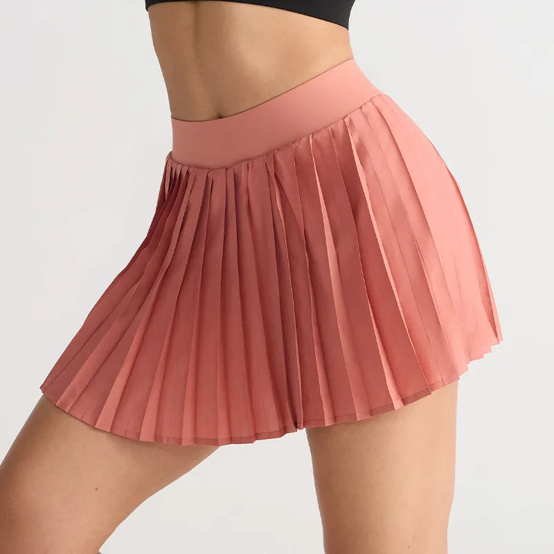 1pcs Women's Pleated Sports Skirts Gym Workout Sports Fitness High Waist Skirts Sexy Pocket Tennis Skirts Golf Running Pantskirt - GilloServ