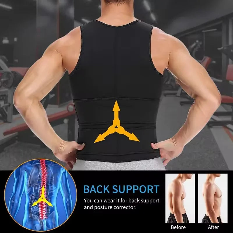 Workout Thermal Shirts Shapewear //Neoprene Sauna Vest Body Shaper// Men Weight Loss Jacket Sports Top Slimming Waist Trainer Corset - GilloServ