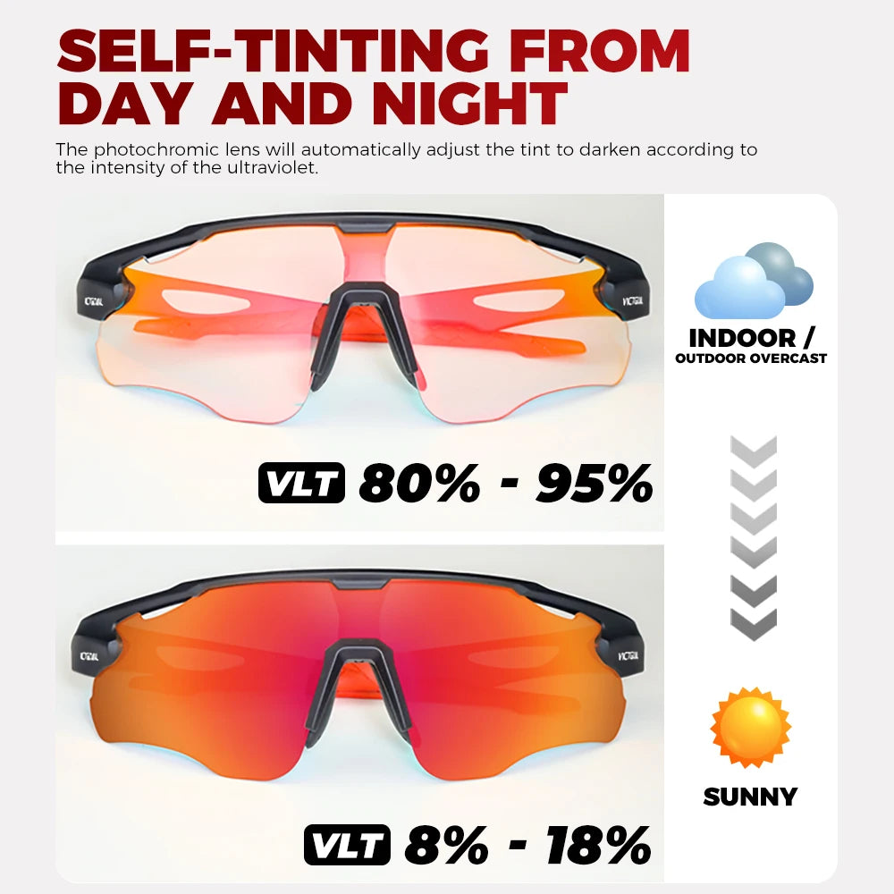 Photochromic Glasses Men Women Outdoor Cycling Sports UV400 Protection Bicycle Eyewear MTB Mountain Road Bike Eyeglass - GilloServ