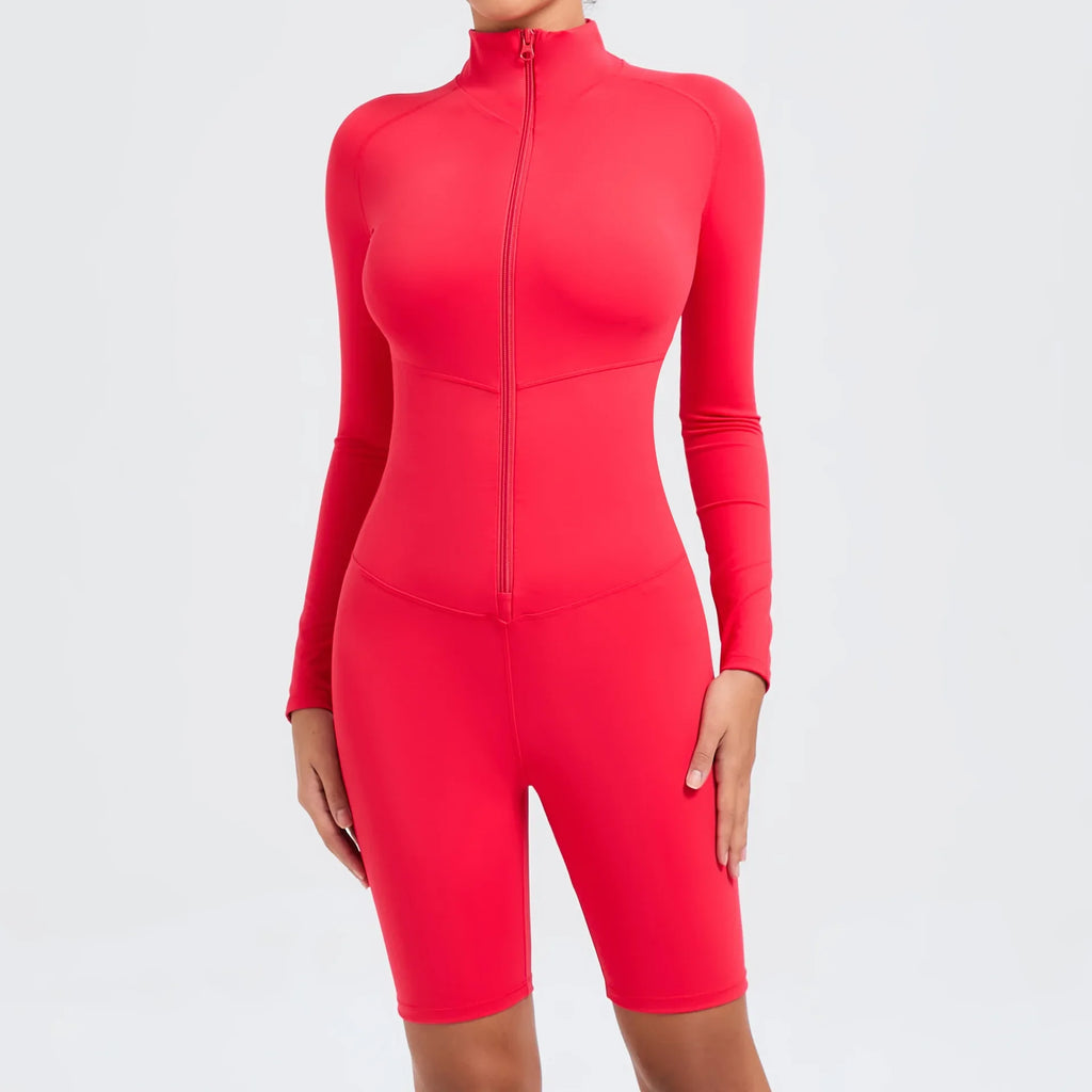 Women Zip-Up Yoga Bodysuit High Waist Athletic Unitard Workout - GilloServ