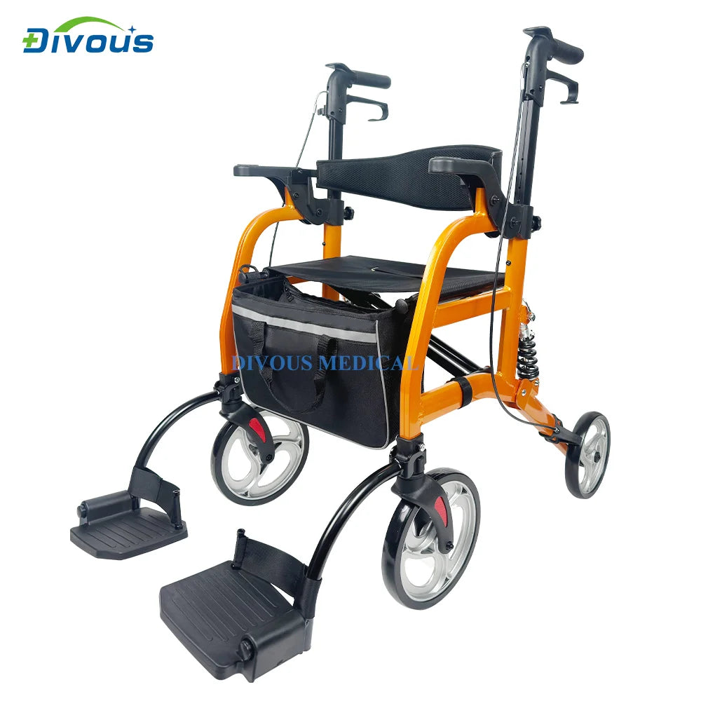 Four-legged Walking Assist Rollator Walker, Aluminum Alloy Training Mobility Aid, Small Walkers - GilloServ