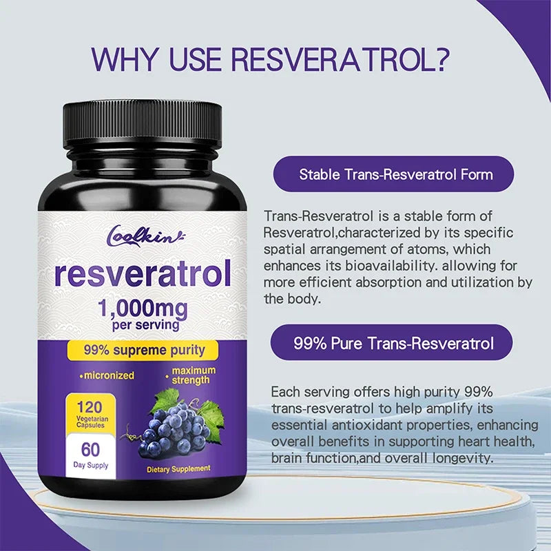 Resveratrol Capsules - Antioxidant Supplement To Support Circulatory Health and Overall Wellness - Non-GMO - GilloServ