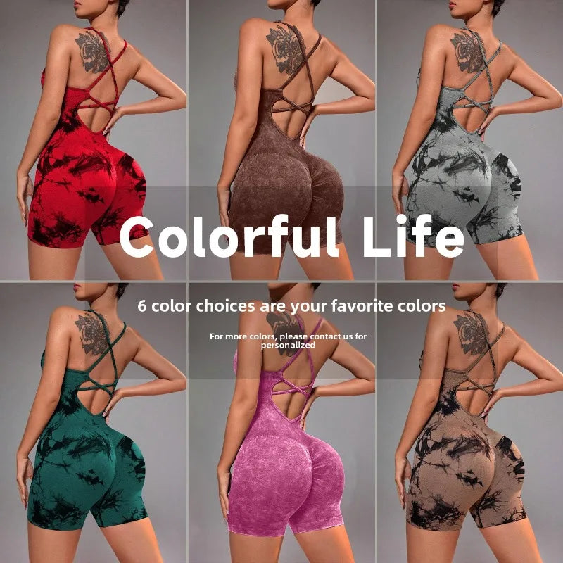 Yoga Sets Gym Jumpsuits Women Sports Overalls Lycra Active Wear Fitness Clothing Workout Clothes for Women Short Outfits - GilloServ