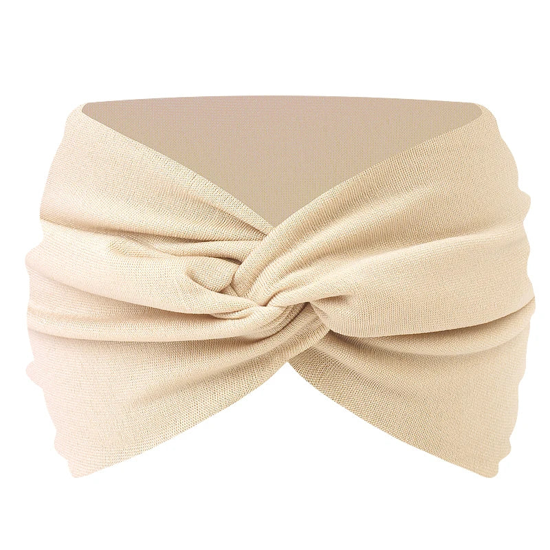 Women Solid Color Super Wide Headband Twisted Criss Cross Elastic Hairband Yoga Running Sports Non Slip Sweat Hair Accessories - GilloServ