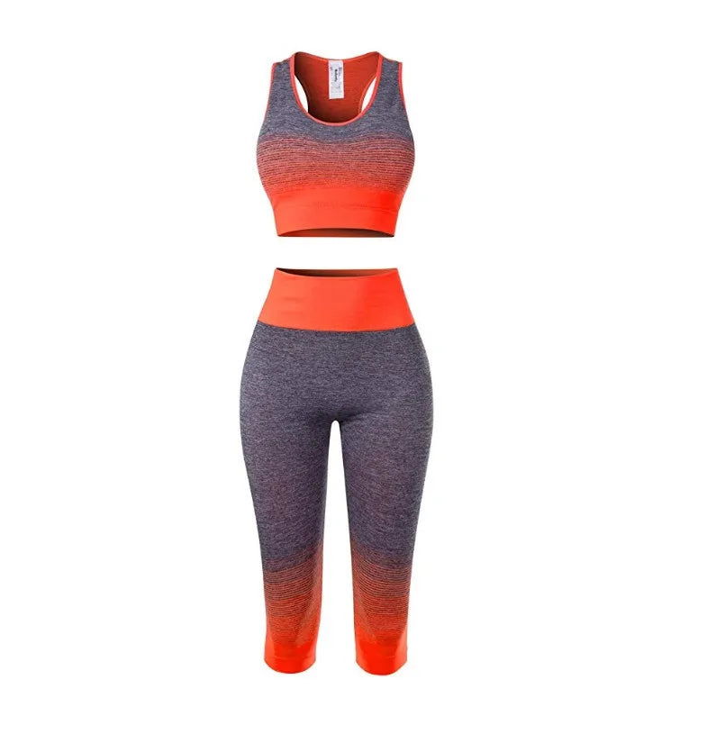 Women Yoga Sets Bra + 3/4 Pants Sport Suit For Female Fitness - GilloServ