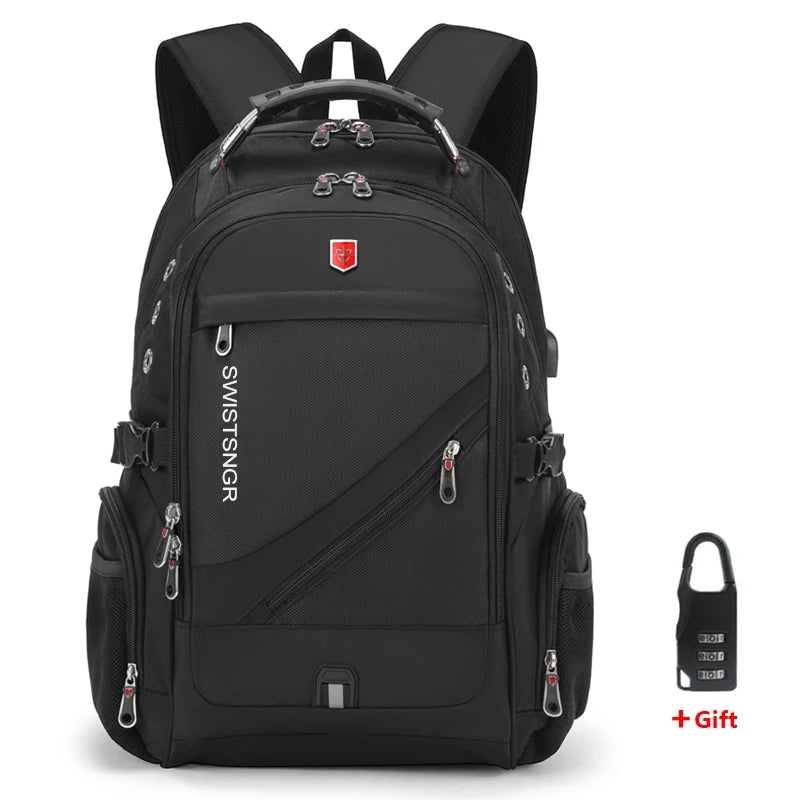 Waterproof 15.6/17.3 Inch Laptop Backpack Men USB Charging Swiss Backpack Travel Women Rucksack Male Vintage School Bag Mochila - GilloServ