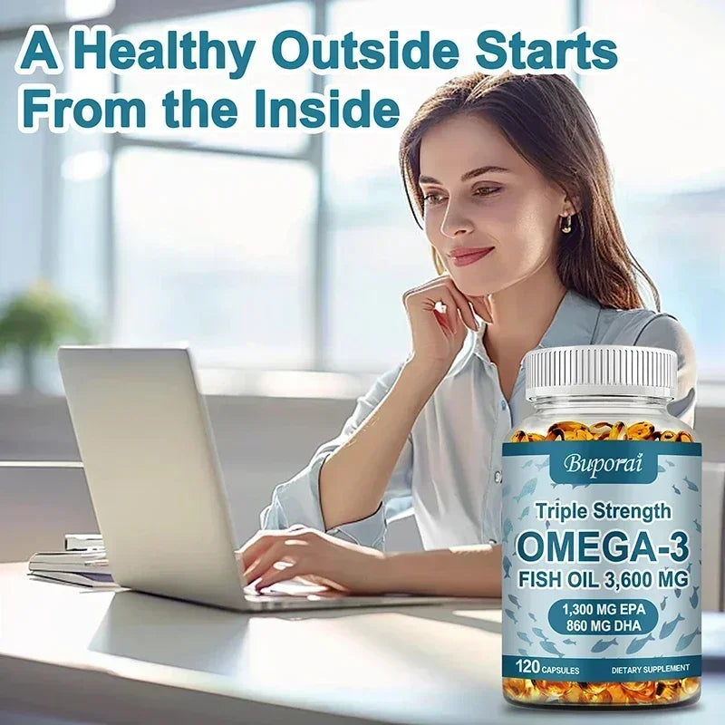 Omega 3 Fish Oil - Promotes Overall Health, Supports Energy, Relieve Fatigue, Improve Memory, Support Joints, Immune System - GilloServ