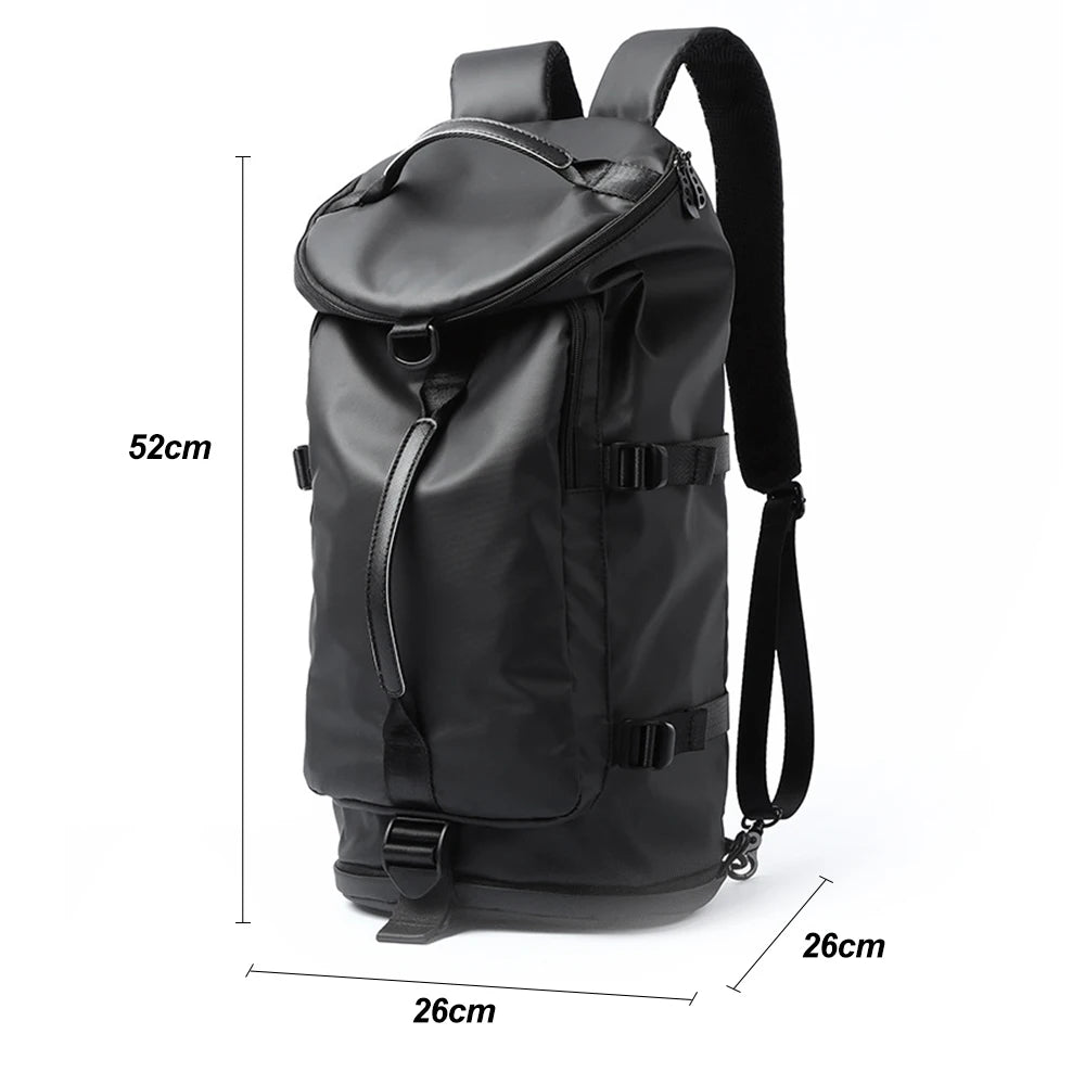 Men Leather Bucket Backpack Multifunctional Travel Bag Large Capacity - GilloServ