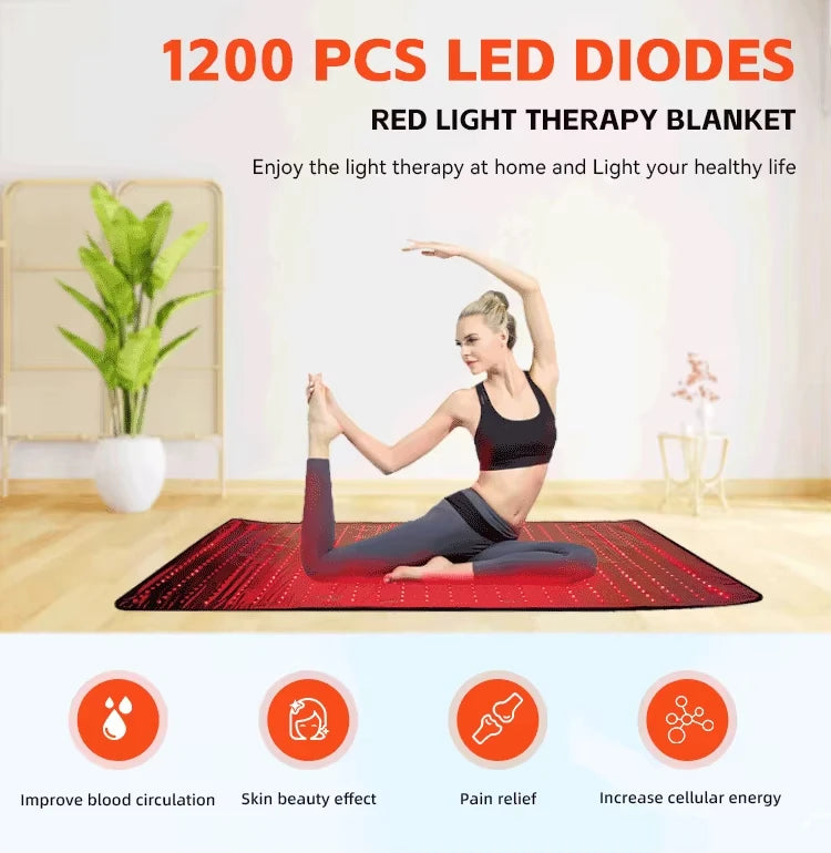 660nm 850nm LED red light therapy yoga mat home health relaxation - GilloServ