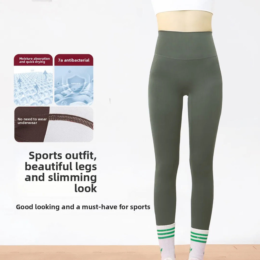 Women's Gym Fitness Tight Pants Non Wearing Underwear 7A Antibacterial Yoga Pants Hip Lifting Bottom Exercise Fitness Pants 2025 - GilloServ