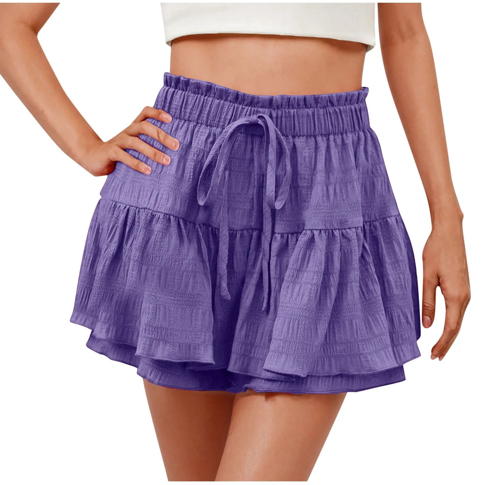 Folds Solid Color Sport Yoga Beach shorts/Skirt High Waist - GilloServ