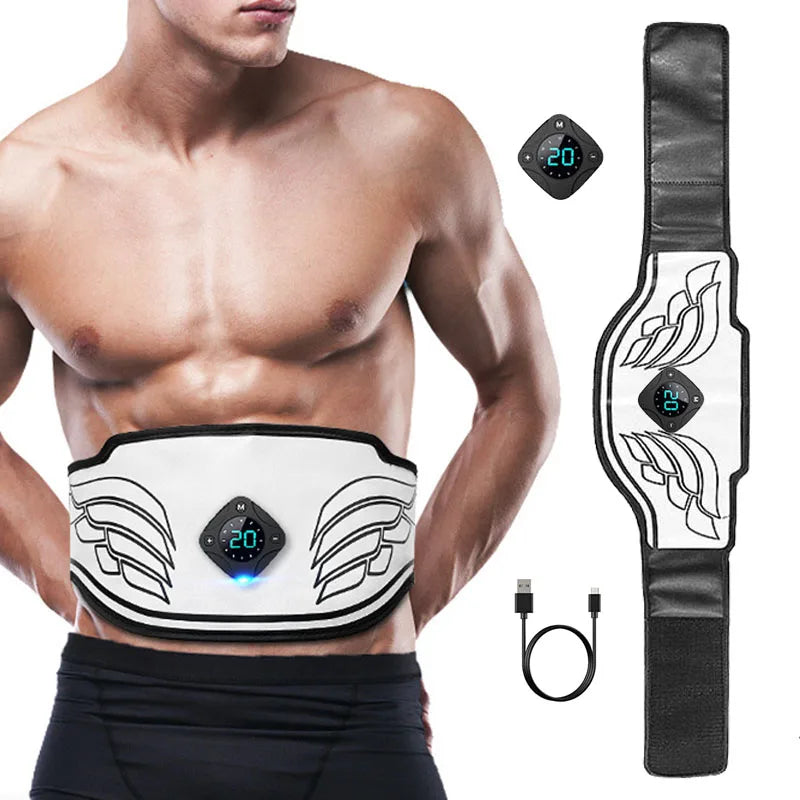 Smart EMS Ab Belt, Core Trainer with Fat Burn Tracking, Gel-Free Waist Trimmer for Gym/Home, Men & Women Weight Loss Solution - GilloServ