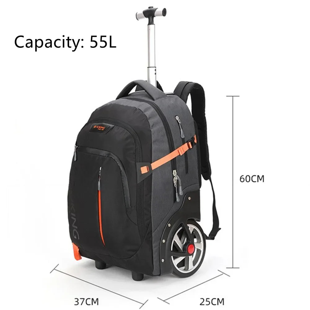 Business Trolley Backpack 2 Big Wheels Computer Bag Laptop Tablet Storage Case - GilloServ