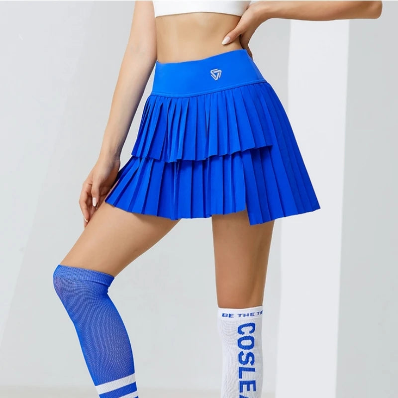 Women High Waist Double Layer Pleated Skirt Sports Golf Tennis Skirts - GilloServ