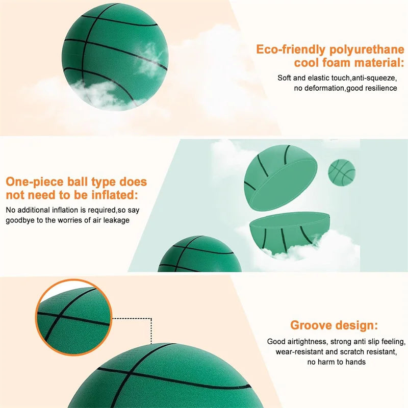 Bouncing Mute Ball Indoor Silent Basketball cm and Basket Foam Ball Sports - GilloServ