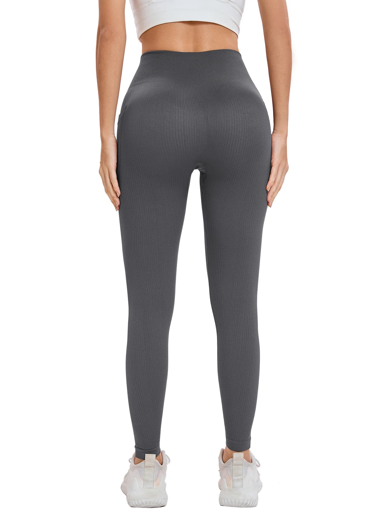 Women's solid color threaded sports leggings Yoga wear with pocket - GilloServ