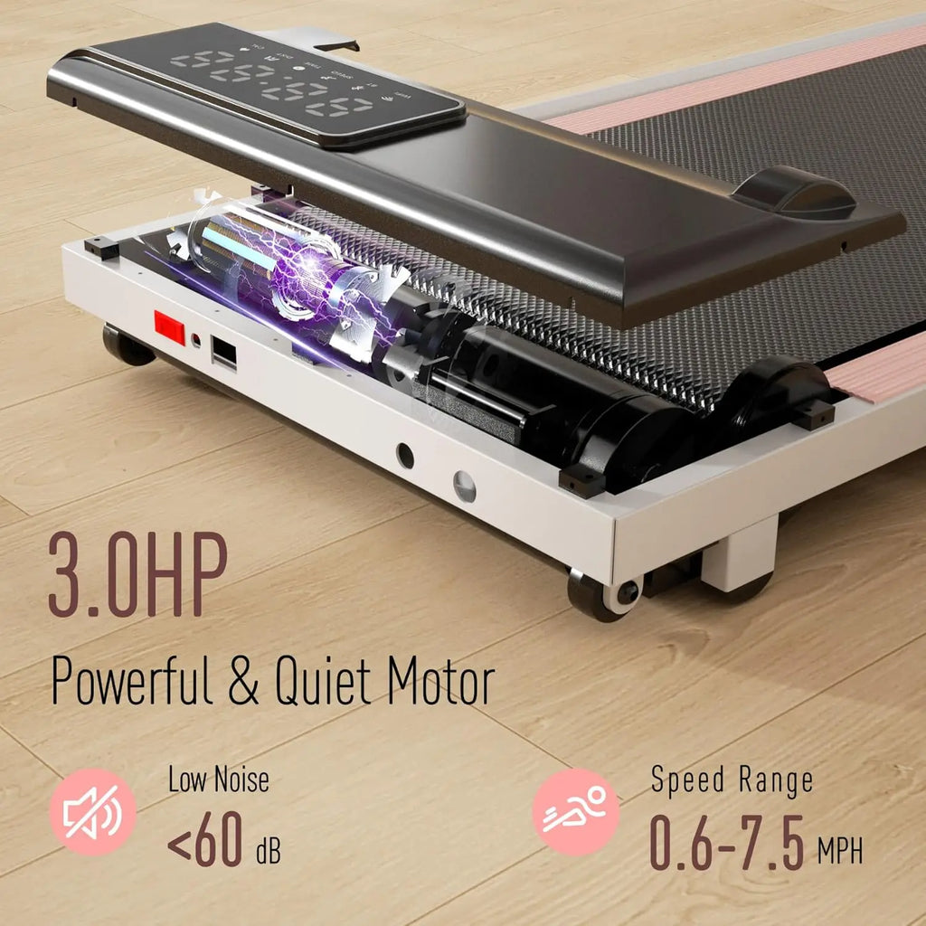 3 in 1 Under Desk Walking Pad Treadmill, 3.0HP Low Noise Portable for Home & Office, 300LBs Weight Capacity Folding With Remote - GilloServ