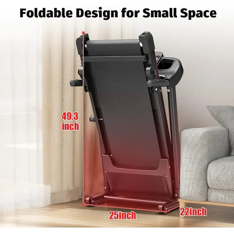 Foldable Treadmill 3.0 HP Quiet Brushless, 7.5 MPH, 300 LBS Capacity for Home Gym Use with Pulse Sensor LED Display Treadmill - GilloServ