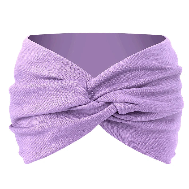 Women Solid Color Super Wide Headband Twisted Criss Cross Elastic Hairband Yoga Running Sports Non Slip Sweat Hair Accessories - GilloServ