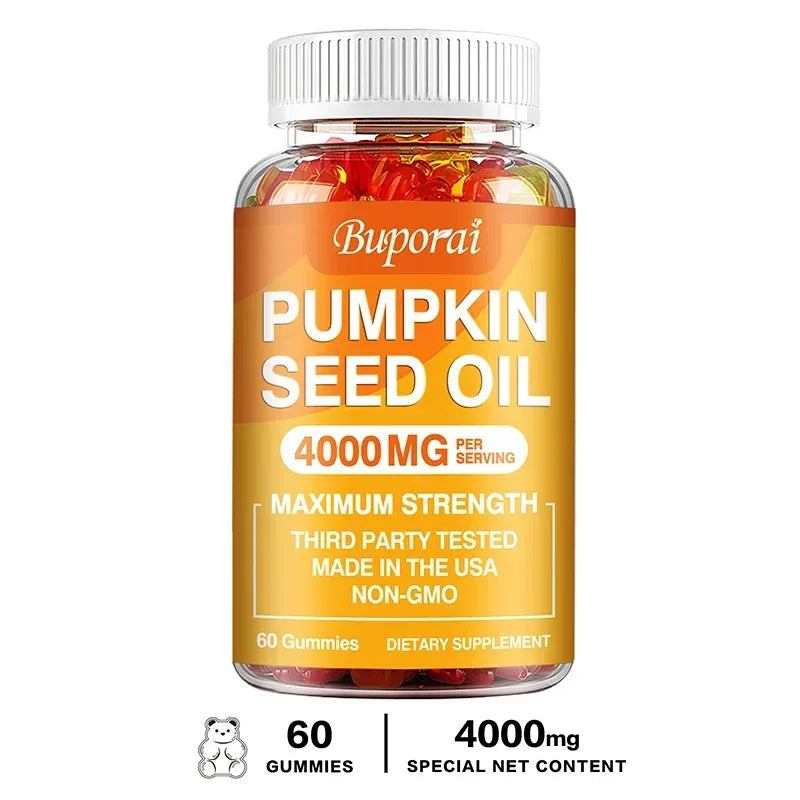 Pumpkin Seed Oil Gummies - Supports Prostate Health and Hair Growth, Enhances Brain Function, Relieves Fatigue - GilloServ