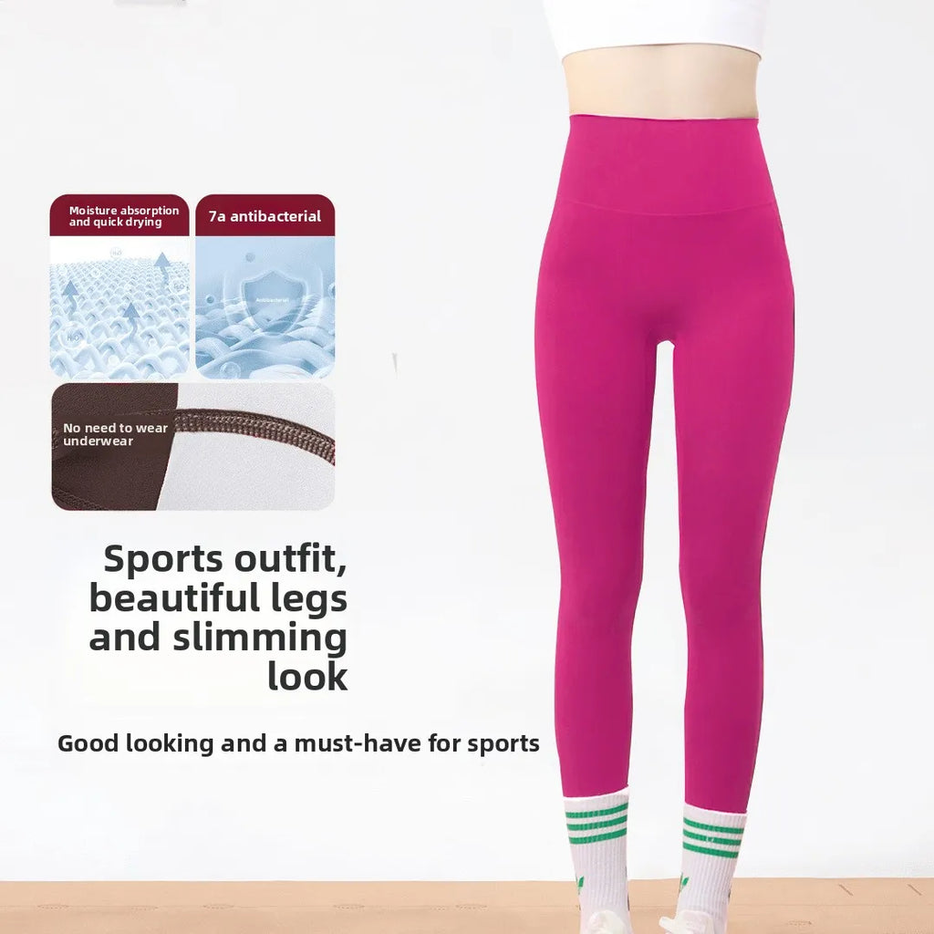 Women's Gym Fitness Tight Pants Non Wearing Underwear 7A Antibacterial Yoga Pants Hip Lifting Bottom Exercise Fitness Pants 2025 - GilloServ