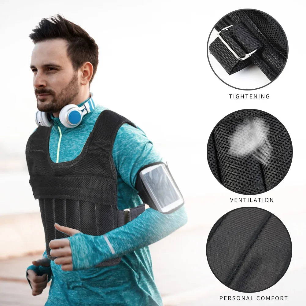 1-50kg Weighted Vest Adjustable Loading Weight Jacket Exercise Waistcoat - GilloServ