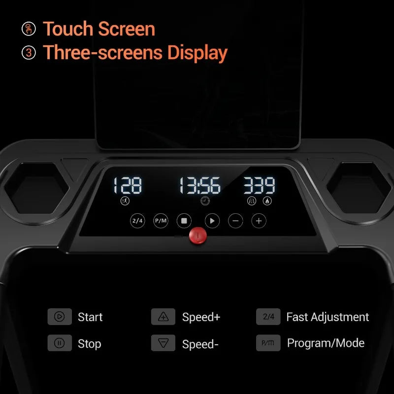 12% Incline Treadmill with Handle, 3-in-1 Portable Treadmills for Home, Foldable Treadmills with 300 Lbs Weight Capacity - GilloServ