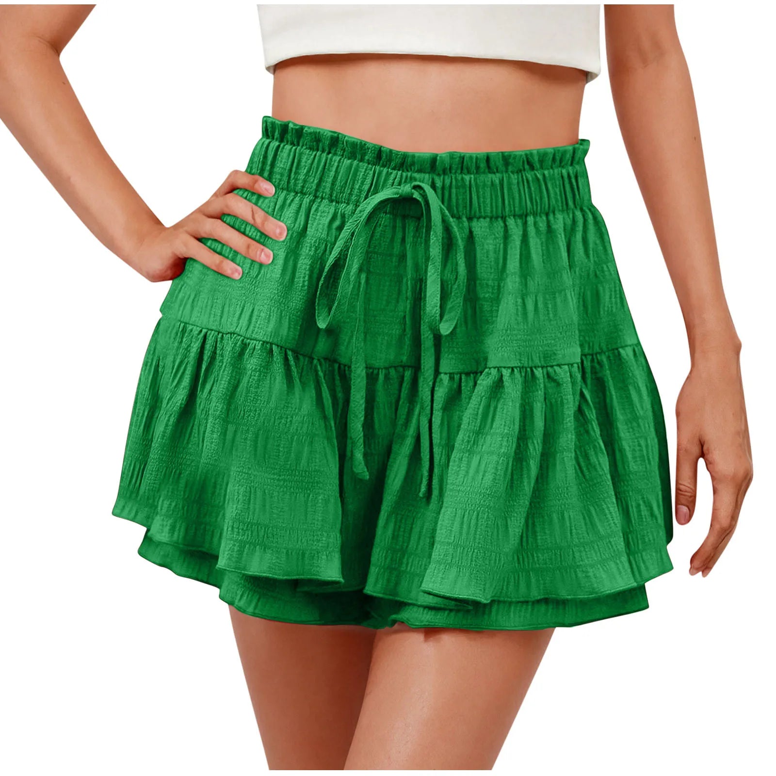 Folds Solid Color Sport Yoga Beach shorts/Skirt High Waist - GilloServ