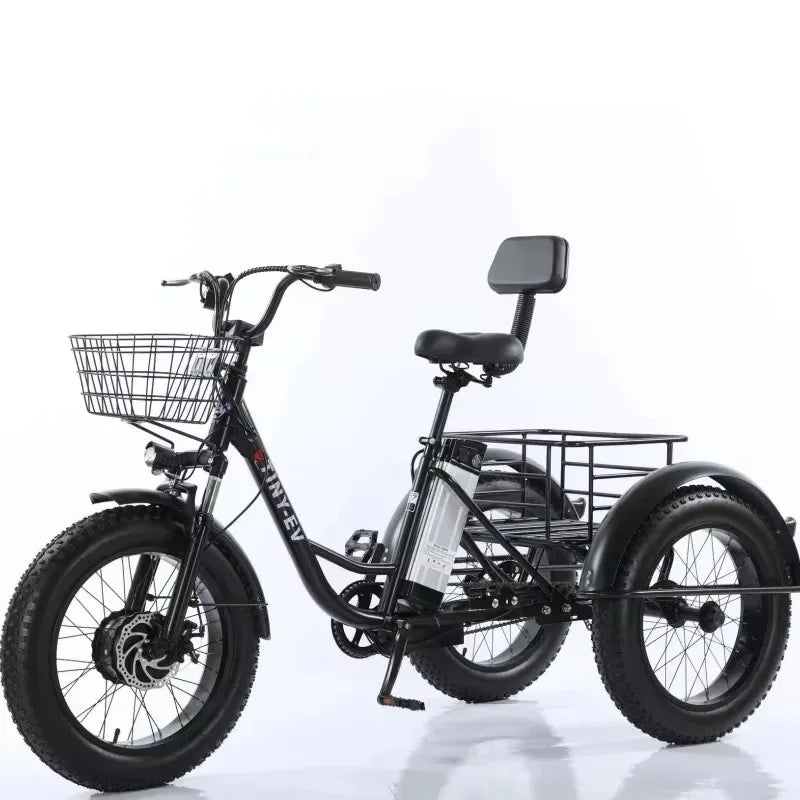 Fat Tire Electric Bicycle 20 Inch 3 Wheel Electric Adults Powerful 48V 500W Lithium Battery - GilloServ
