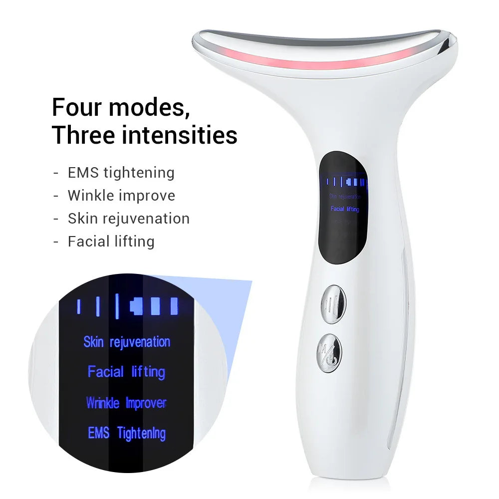 Neck Face Beauty Massager Device/ LED Therapy Skin Tighten Reduce Double Chin Wrinkle/Skin Care - GilloServ