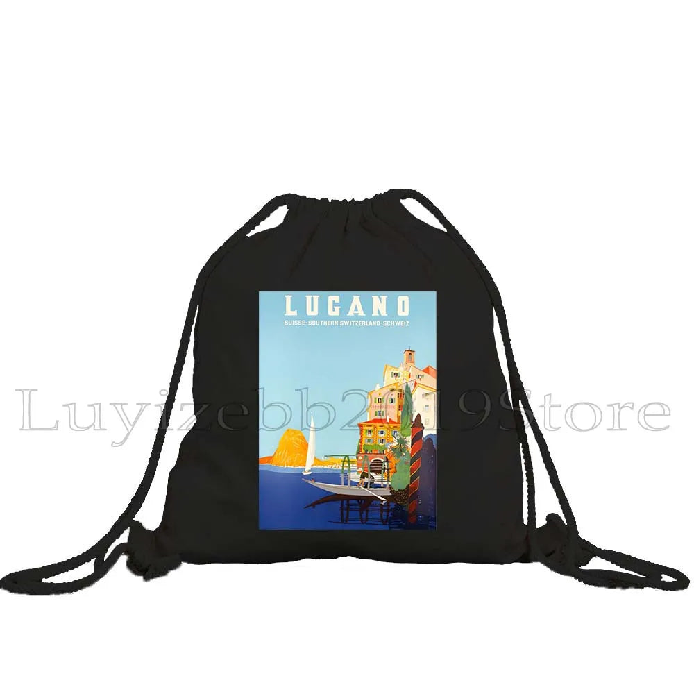 Zurich Switzerland Map Flag Swiss Girl Drawstring Bag - GilloServ