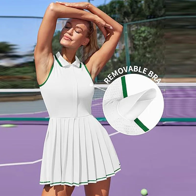 Summer Golf Wear 2025 Women Pleated Dress White Black Red Blue Tennis Sport Outfit Badminton Workout Clothes Casual Business - GilloServ