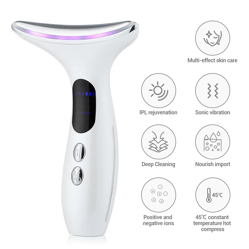Neck Face Beauty Massager Device/ LED Therapy Skin Tighten Reduce Double Chin Wrinkle/Skin Care - GilloServ