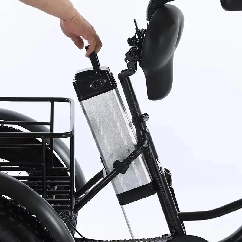 Fat Tire Electric Bicycle 20 Inch 3 Wheel Electric Adults Powerful 48V 500W Lithium Battery - GilloServ