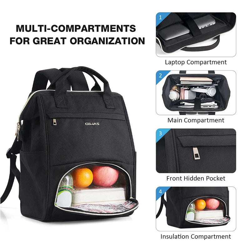 Lunch Backpack for Women 15.6 inch Laptop Backpack Insulated Cooler Backpack with USB port - GilloServ