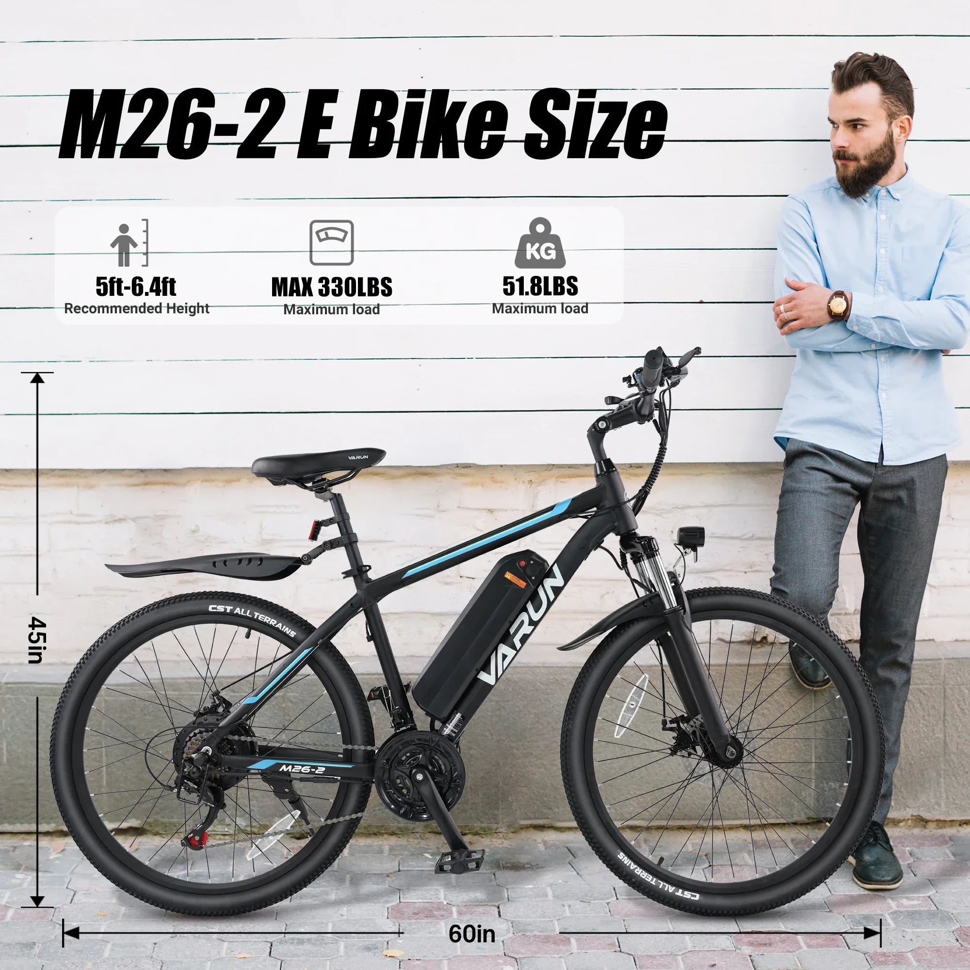 M26-2 Adult E-Mountain Bike 250W 48V13AH Urban commuting Electric Bicycle 27.5" Fat Tire E Bike - GilloServ
