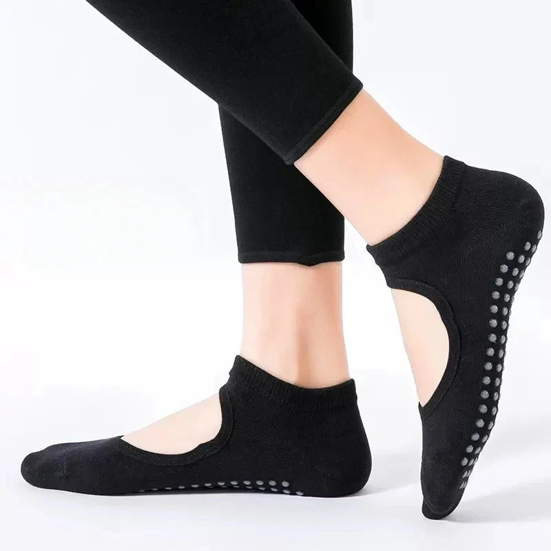 High Quality Women Pilates Socks Anti-Slip Breathable Backless Yoga Socks Ankle Ladies Ballet Dance Sports Socks for Fitness Gym - GilloServ
