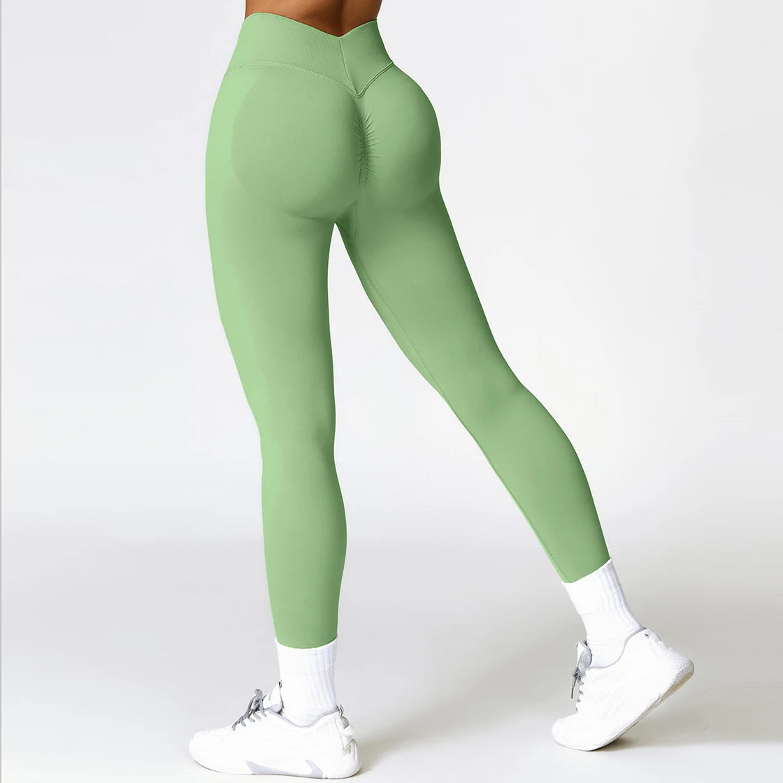 Women's V Back Sports Leggings Athletic Fitness Gym Yoga Pants Tights Scrunch Control Running Exercise Workout Leggins - GilloServ