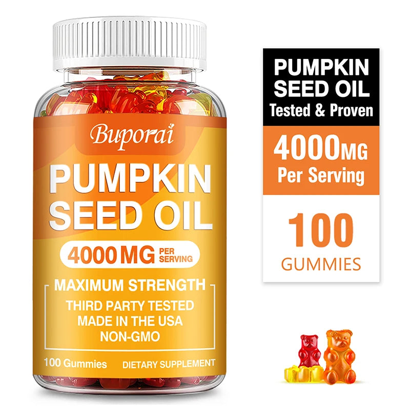 Pumpkin Seed Oil Gummies - Supports Prostate Health and Hair Growth, Enhances Brain Function, Relieves Fatigue - GilloServ