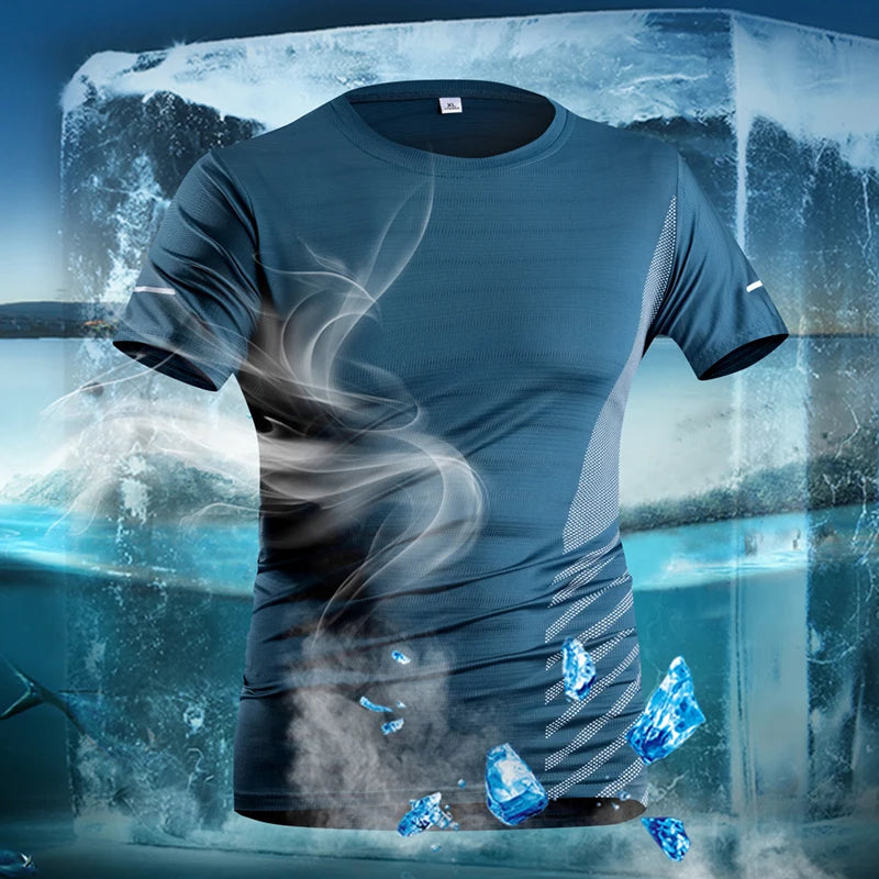 Running T-shirt Men Summer Ice Silk Thin Top