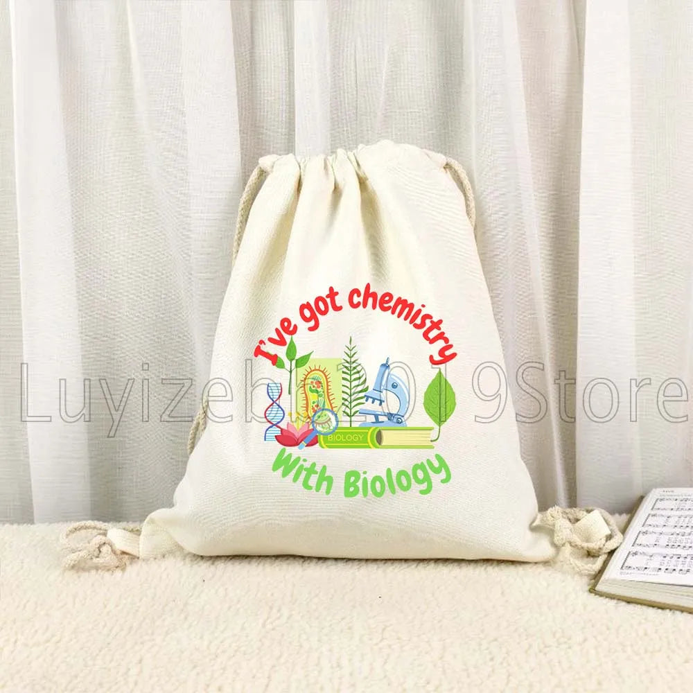 Funny Chemistry Biology Science Art Cute Gifts Canvas Drawstring Bags - GilloServ
