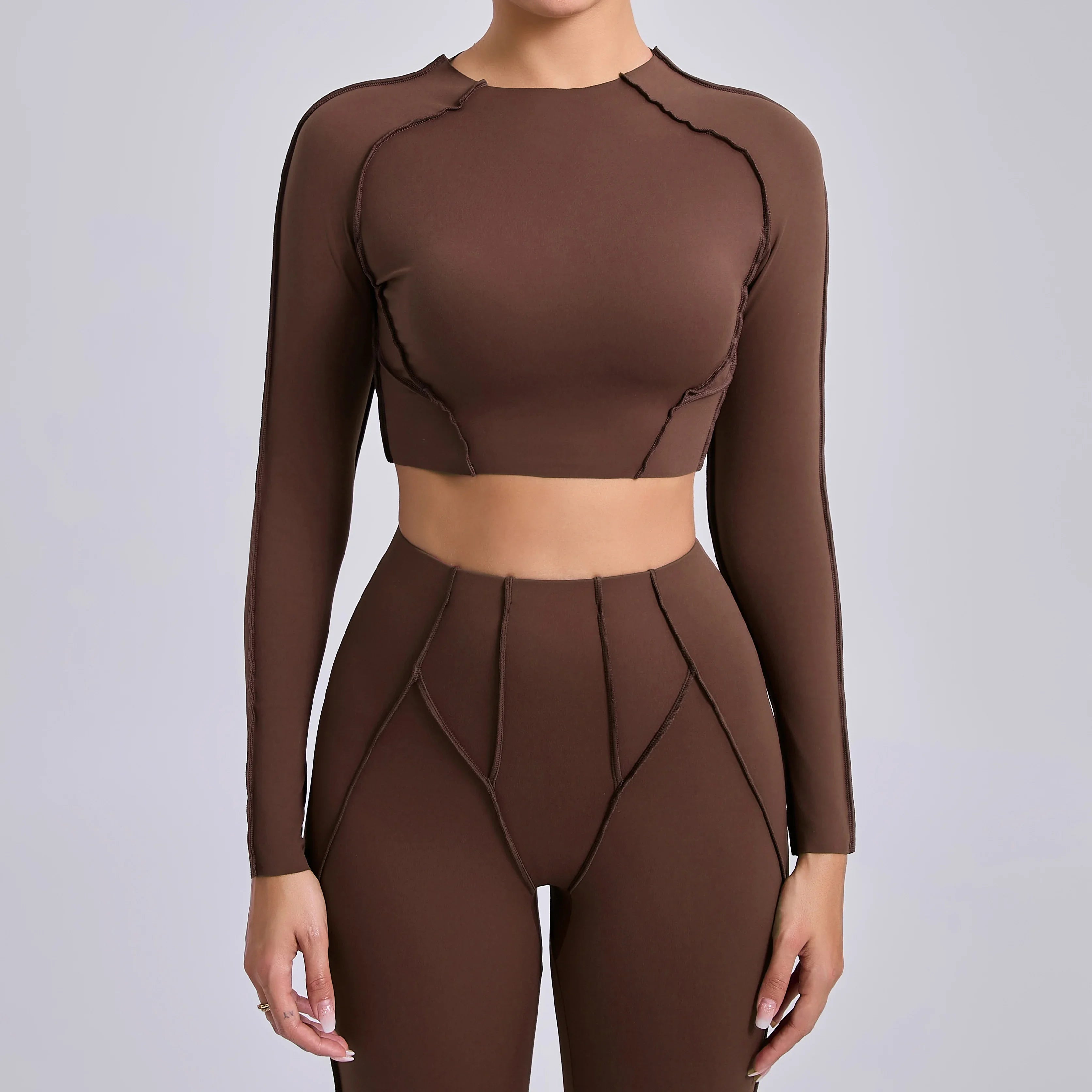 Women Yoga Shirts Non-Padded Long Sleeve Crop Tops Sportswear - GilloServ